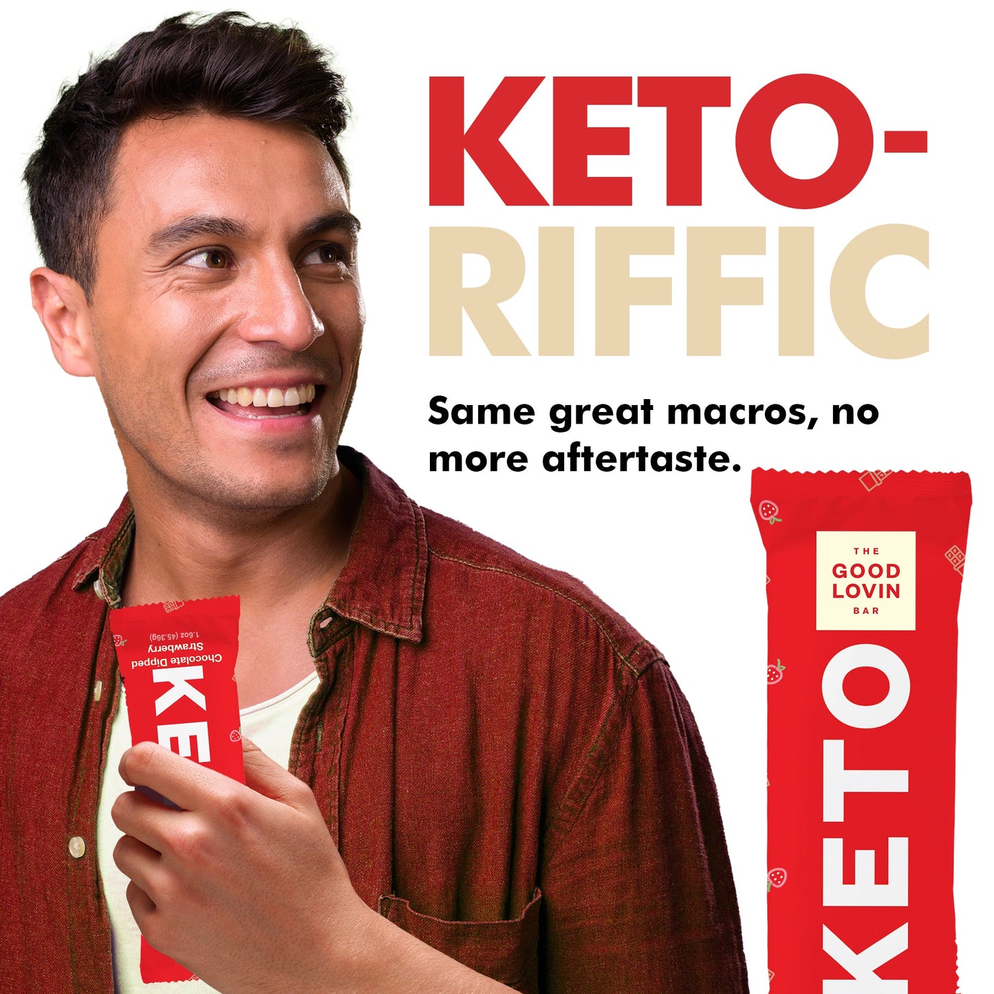 ORIGINAL ORGANIC KETO BAR Chocolate Dipped Strawberry Flavor (4ct) Refrigerated Snack Bar The Good Lovin' Bar