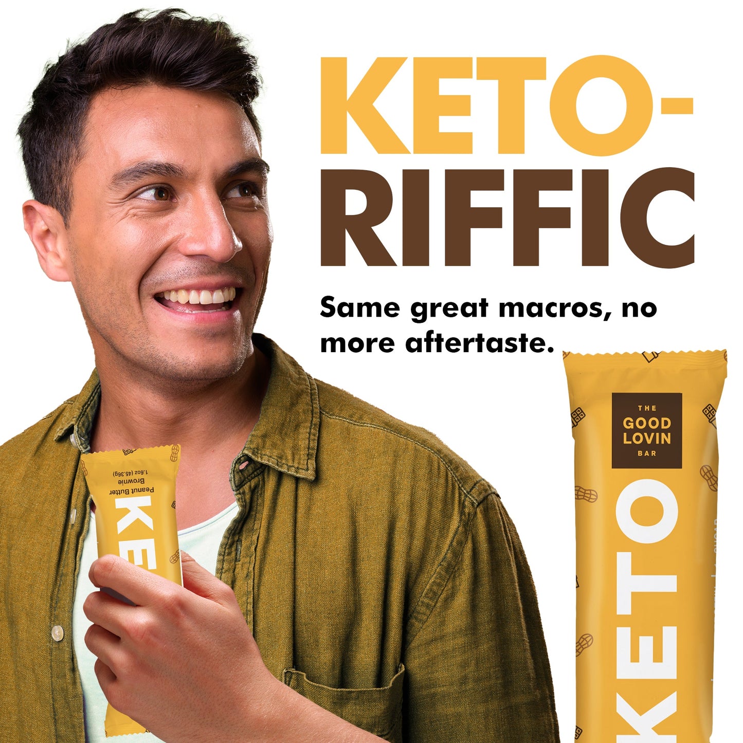 ORIGINAL ORGANIC KETO BAR Peanut Butter Brownie Flavor (4ct) Refrigerated Snack Bar The Good Lovin' Bar