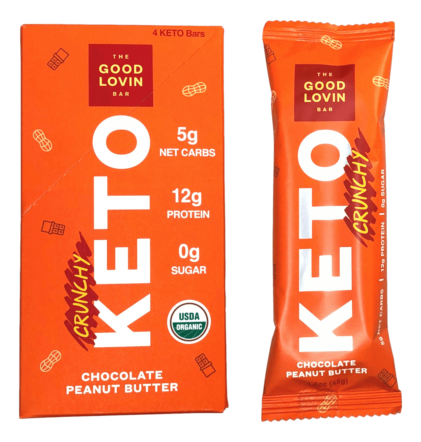 BEST ORGANIC KETO BAR “CRUNCHY” Chocolate Peanut Butter (4ct)